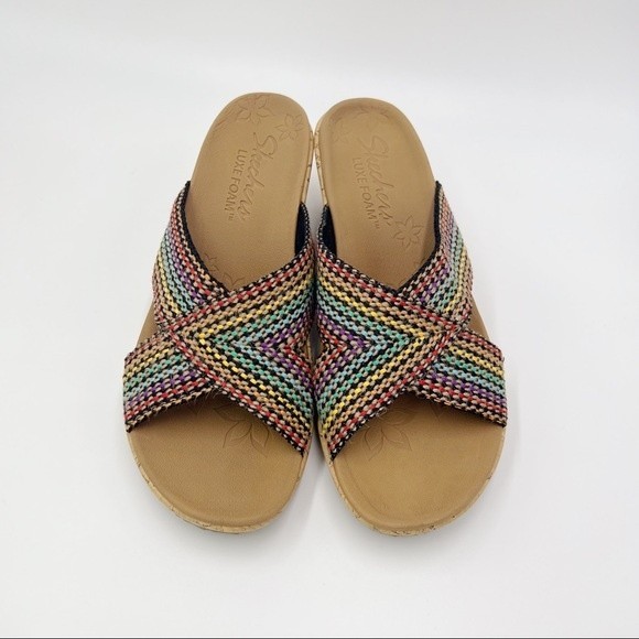 Skechers Cali Size 9 Beverlee Delighted Wedge Vegan Sandals Rainbow Multicolor - Picture 4 of 16